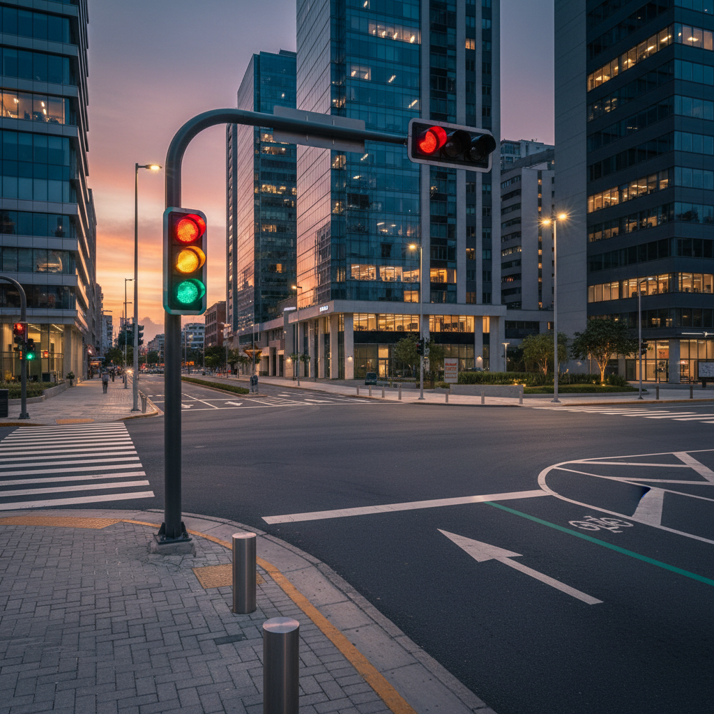 Semáforo urbano en intersección